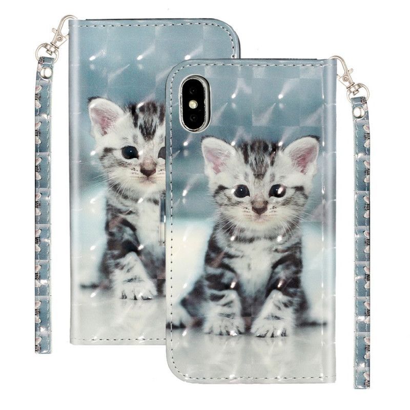 Peněženková Pouzdra Iphone X /  XS Kitten Light Strap Spots