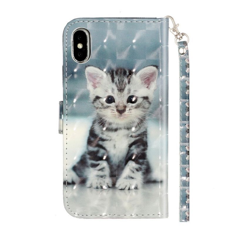 Peněženková Pouzdra Iphone X /  XS Kitten Light Strap Spots