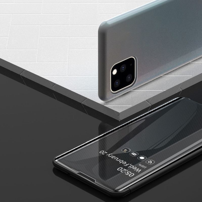 Pohledový Kryt Kryt Iphone 11 Pro Max Zrcadlo A Imitace Kůže