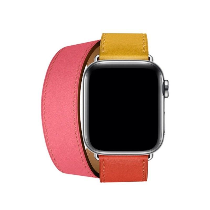 Řemínek K Hodinkám Apple Watch 44/42 mm Kožené Dvojité Barvy