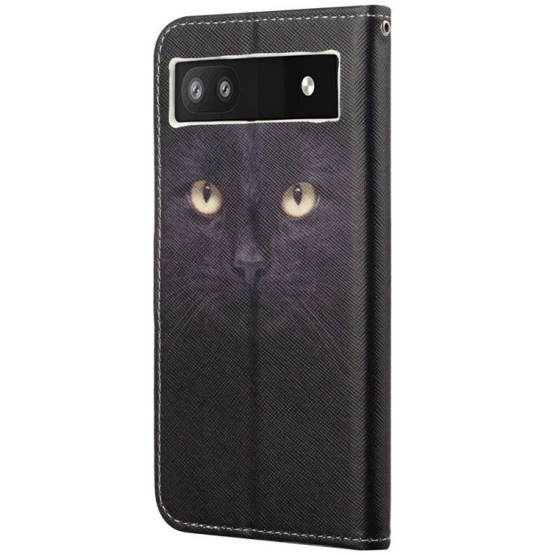 Flipové Pouzdro Na Google Pixel 6A Na Lana Strappy Cat Eyes