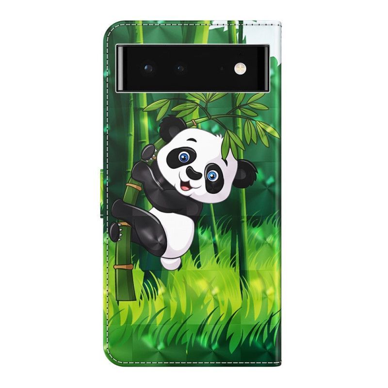 Flipové Pouzdro Na Google Pixel 7 Na Lana Panda A Bambus Se Šňůrkou