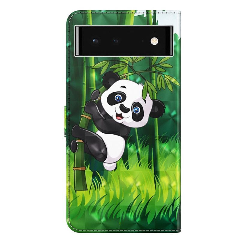 Flipové Pouzdro Na Google Pixel 7 Pro Na Lana Panda A Bambus Se Šňůrkou