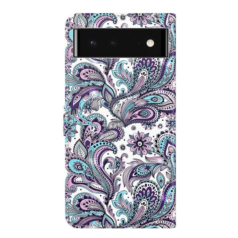 Flipové Pouzdro Na Google Pixel 7 Pro Na Lana Strappy Paisley Vzor