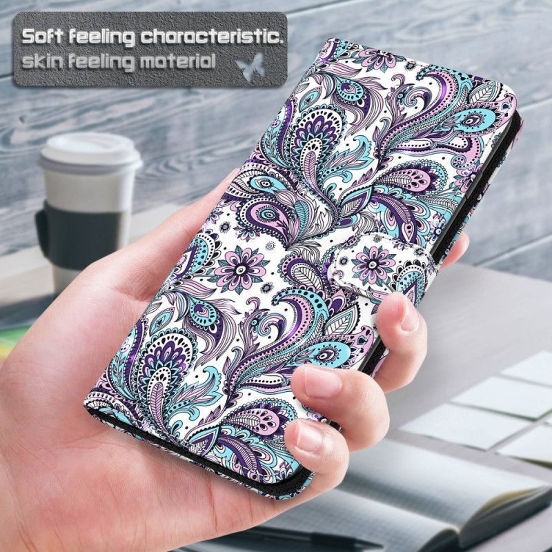 Flipové Pouzdro Na Google Pixel 7 Pro Na Lana Strappy Paisley Vzor