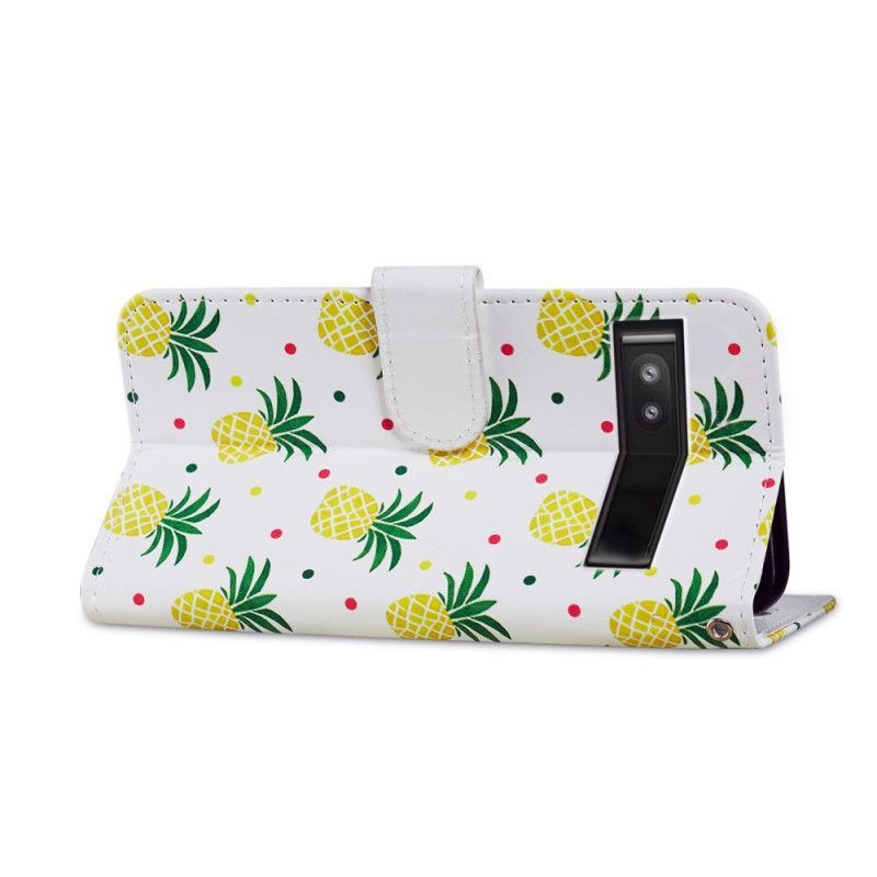 Flipové Pouzdro Na Google Pixel 7A Na Lana Strappy Ananas