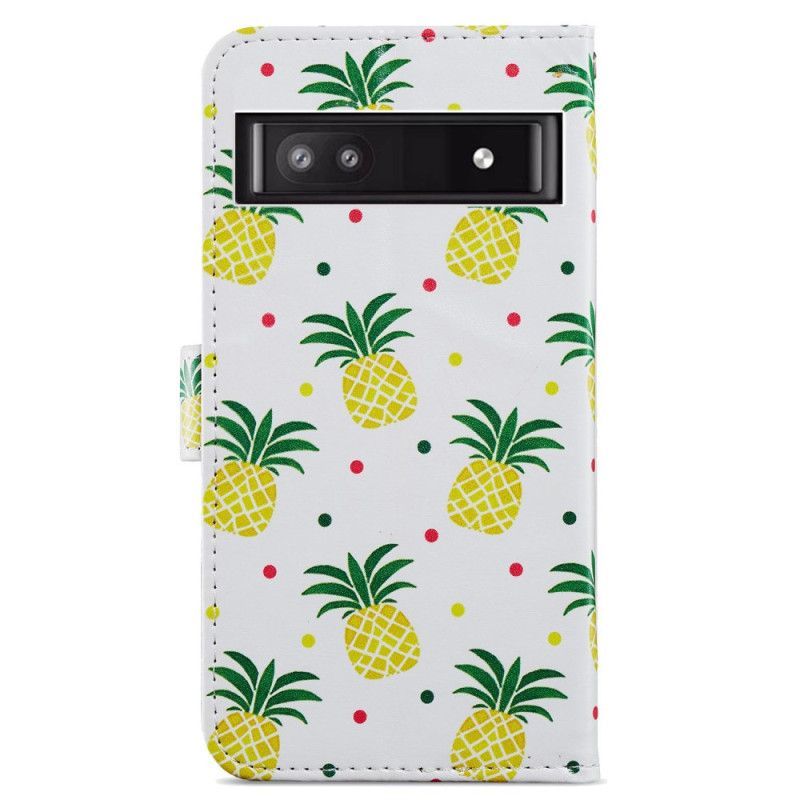 Flipové Pouzdro Na Google Pixel 7A Na Lana Strappy Ananas