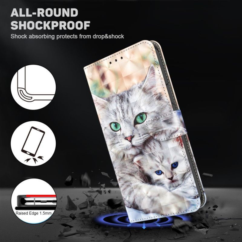 Flipové Pouzdro Na Google Pixel 7A Na Lana Strappy Cat Family