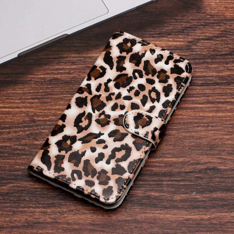 Flipové Pouzdro Na Google Pixel 7A Na Lana Strappy Leopard Print