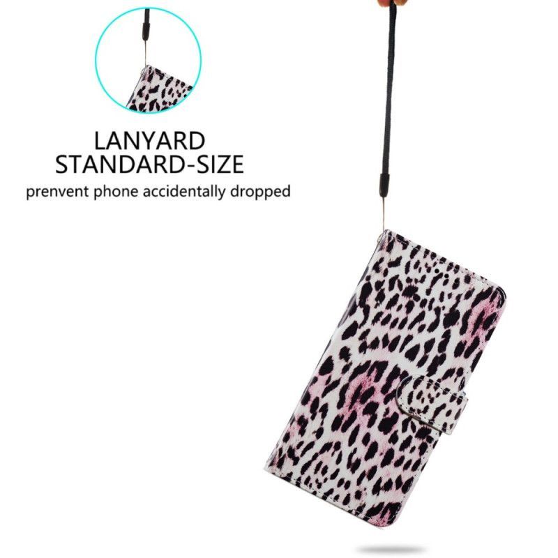 Flipové Pouzdro Na Google Pixel 7A Na Lana Strappy S Efektem Leoparda