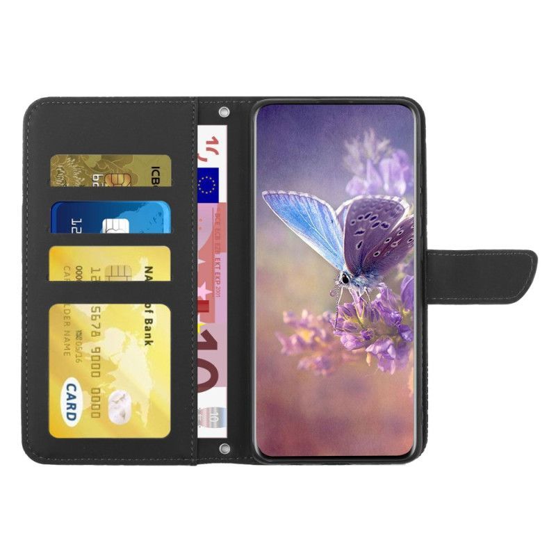 Flipové Pouzdro Na Huawei P60 Pro Motýlci S Popruhem Přes Rameno