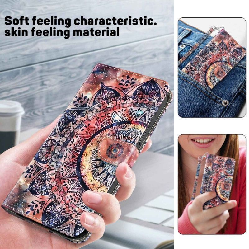 Flipové Pouzdro Na iPhone 14 Na Lana Pro Barevné Strappy Mandala