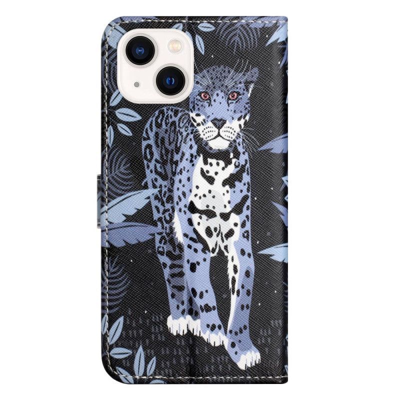 Flipové Pouzdro Na iPhone 14 Plus Na Lana Strappy Leopard