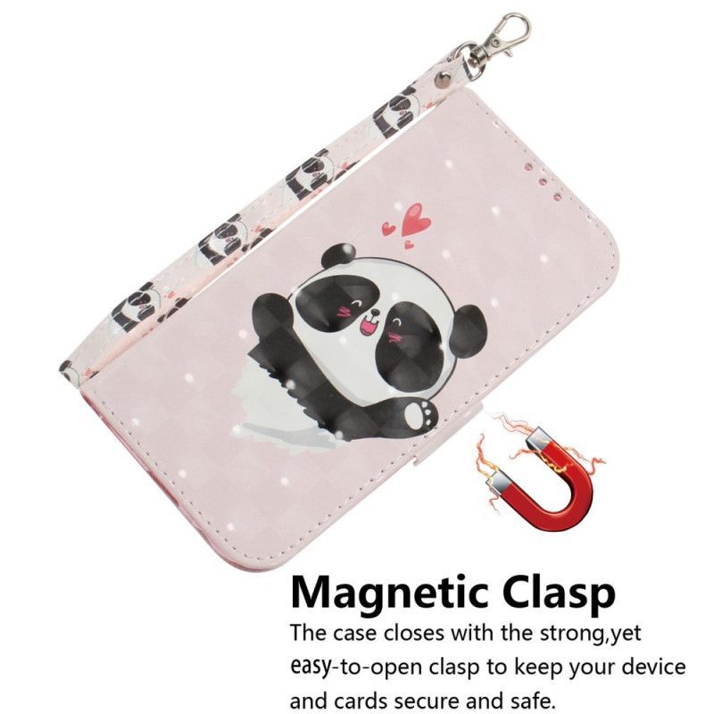 Flipové Pouzdro Na iPhone 14 Plus Na Lana Strappy Panda