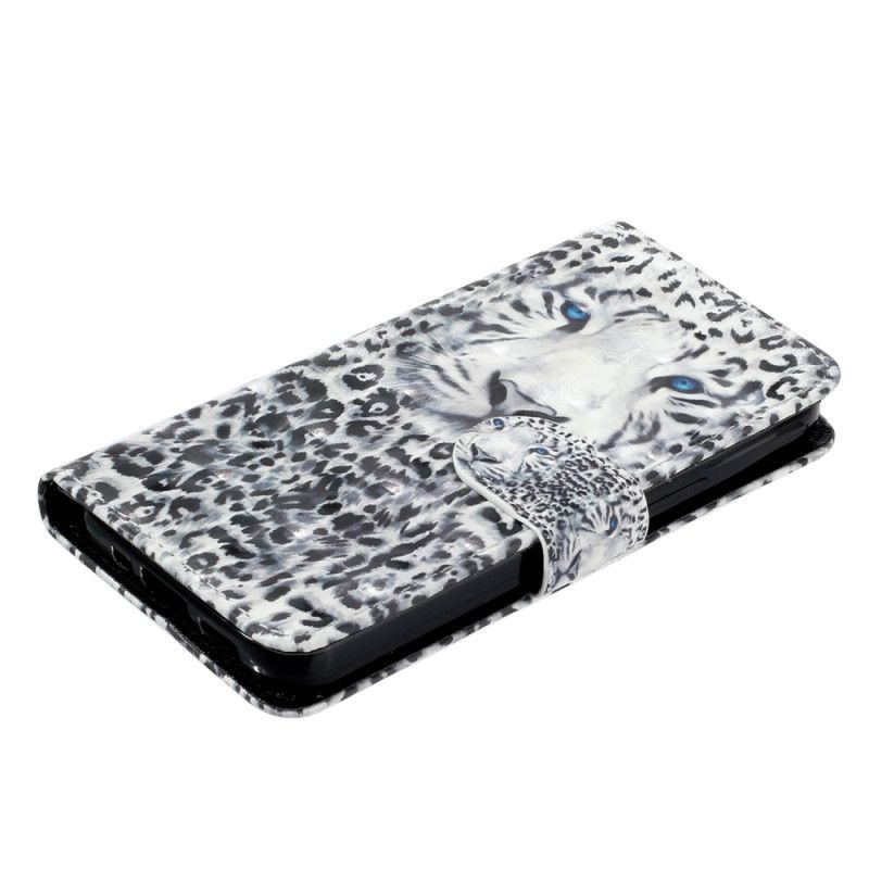 Flipové Pouzdro Na iPhone 15 Plus Na Lana 3d Leopard S Popruhem