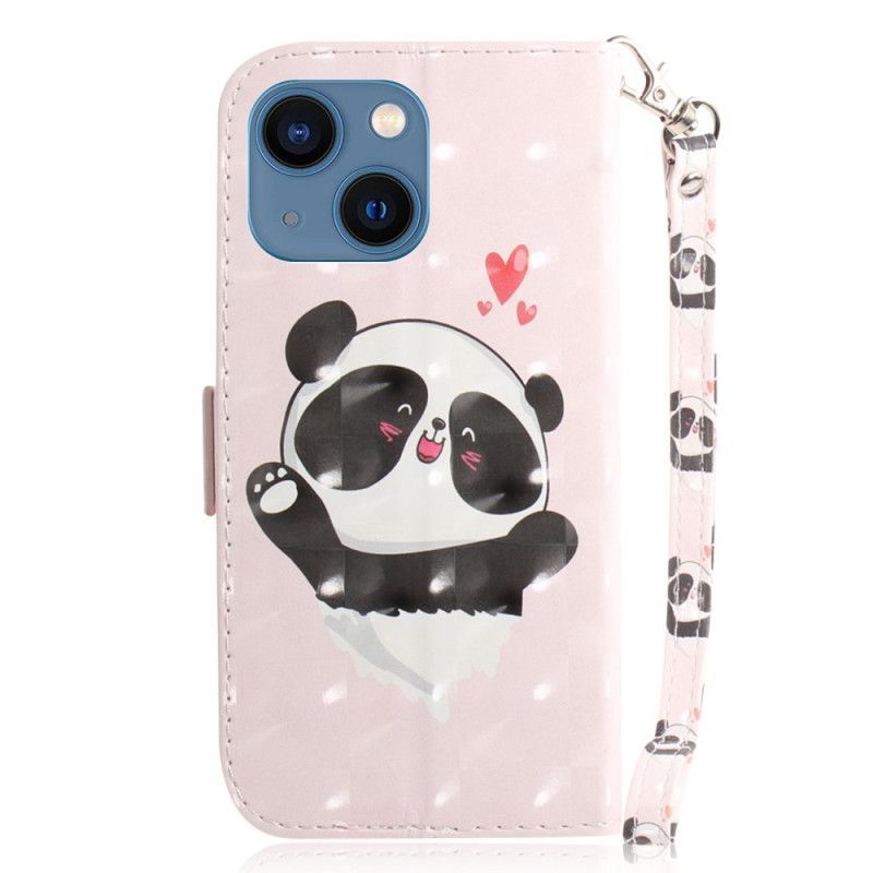 Flipové Pouzdro Na iPhone 15 Plus Na Lana Panda Love S Popruhem