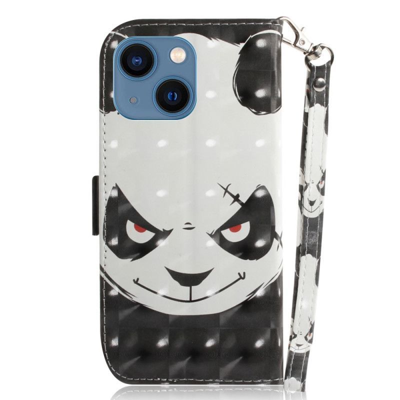 Flipové Pouzdro Na iPhone 15 Plus Na Lana Rozzlobená Panda S Popruhem