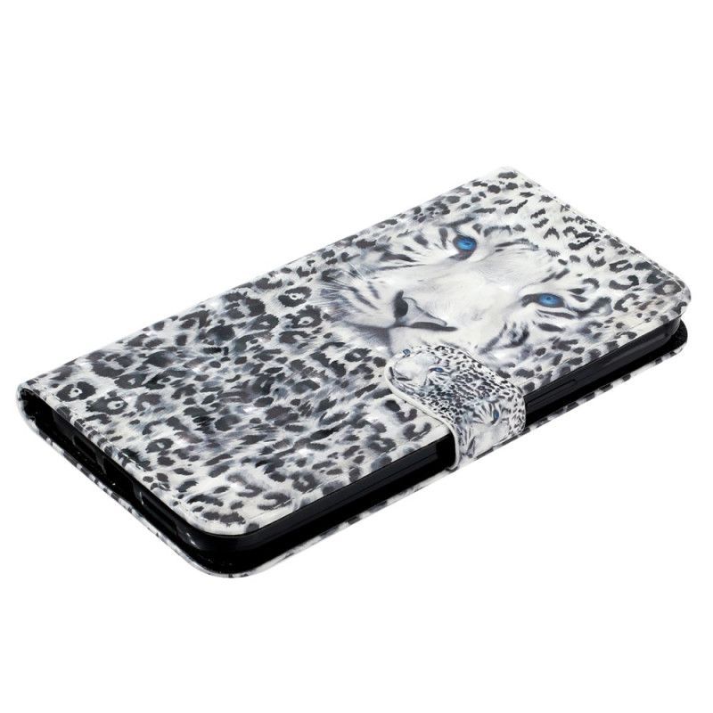 Flipové Pouzdro Na iPhone 15 Pro Na Lana 3d Leopard S Popruhem