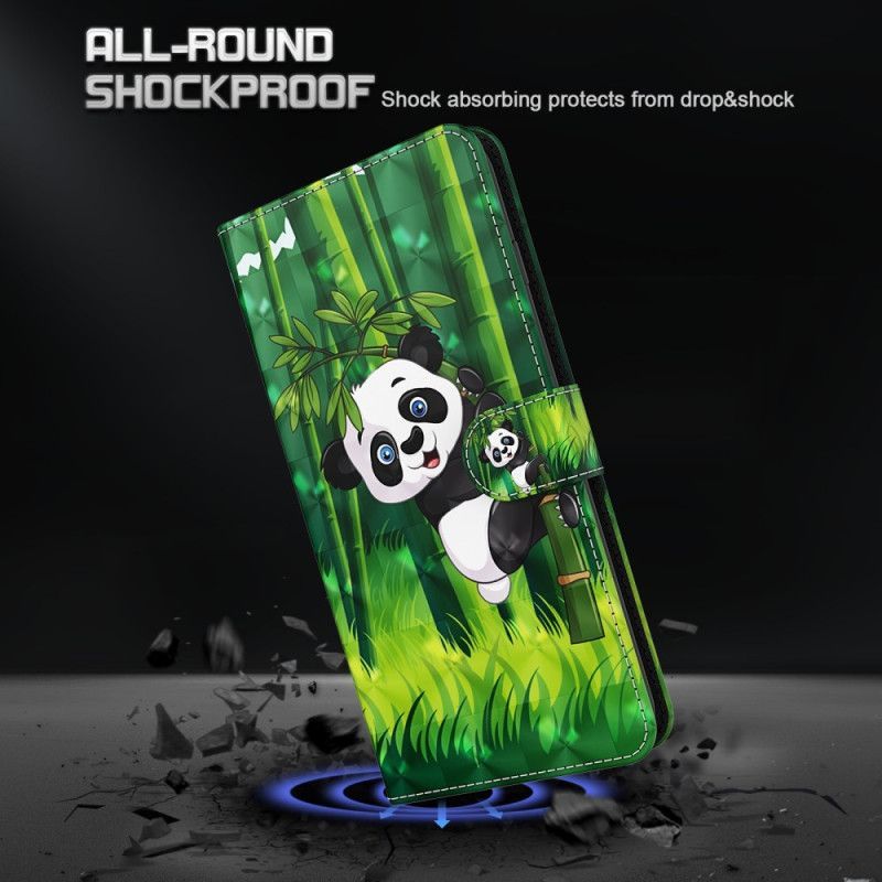 Flipové Pouzdro Na iPhone 15 Pro Max Na Lana 3d Bambusová Panda S Popruhem