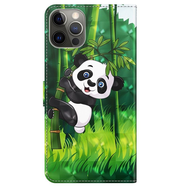 Flipové Pouzdro Na iPhone 15 Pro Max Na Lana 3d Bambusová Panda S Popruhem