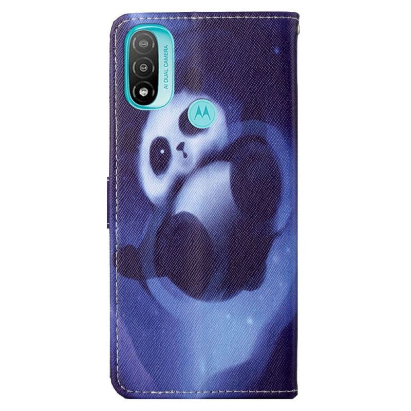 Flipové Pouzdro Na Moto G71 5G Na Lana Panda Space S Lanyardem