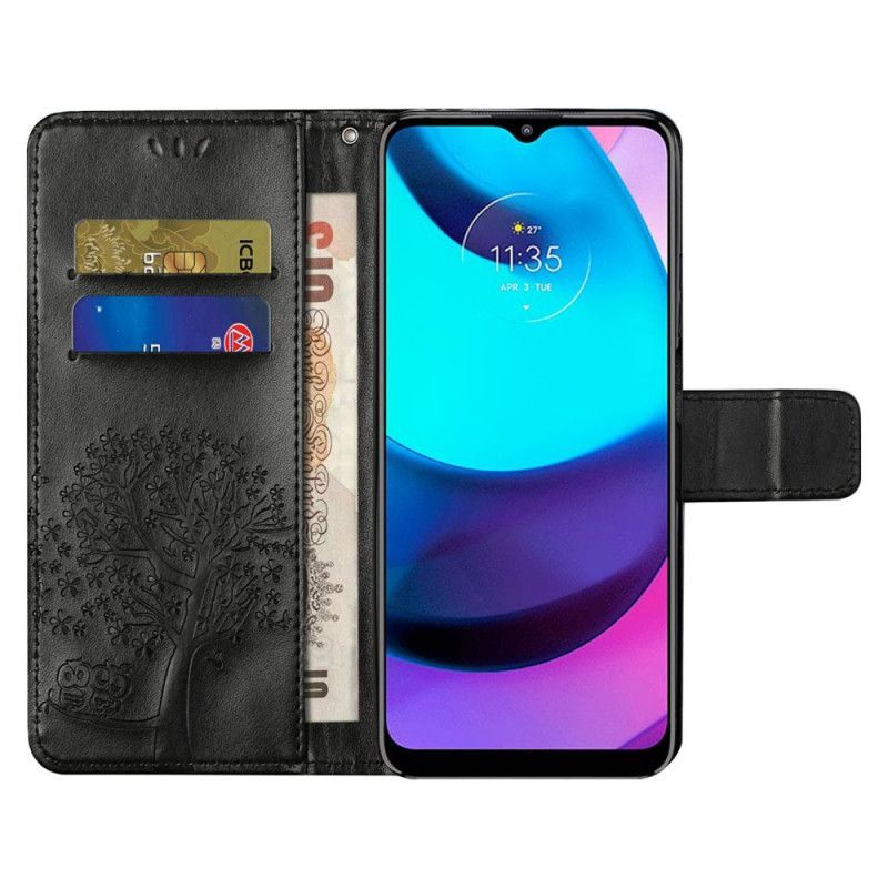 Flipové Pouzdro Na Moto G71 5G Na Lana Tanga Strom A Sovy