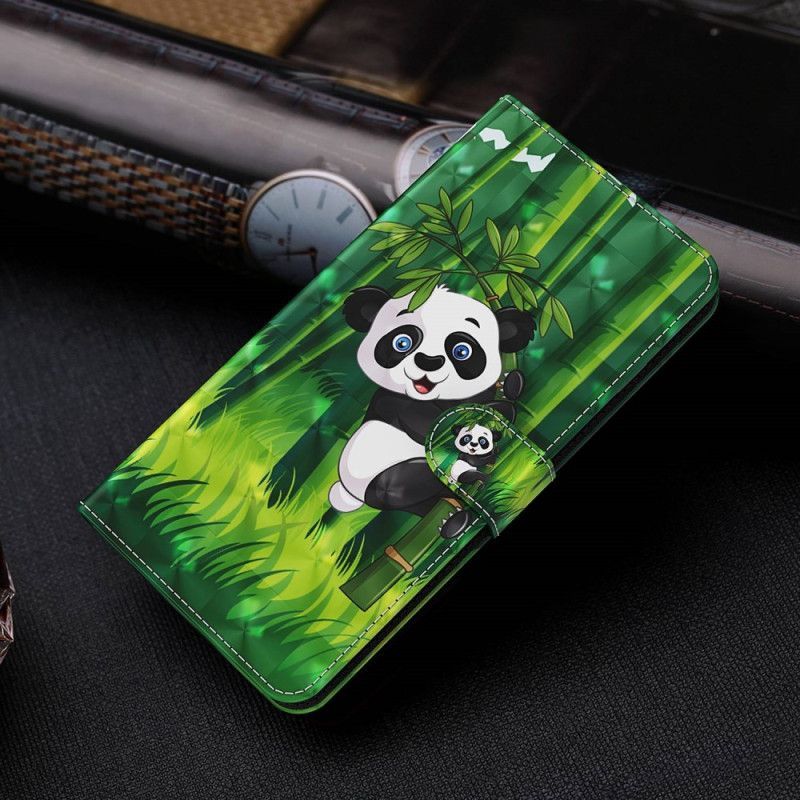 Flipové Pouzdro Na Moto G73 5G Na Lana Panda A Bambus Se Šňůrkou