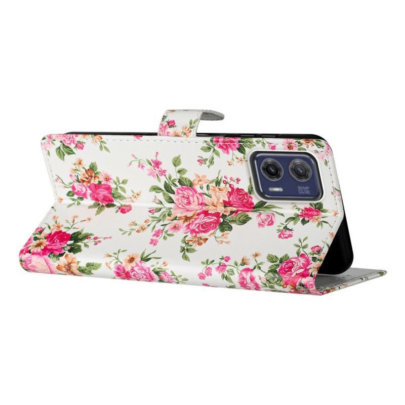 Flipové Pouzdro Na Moto G73 5G Na Lana Popruh Liberty Flowers