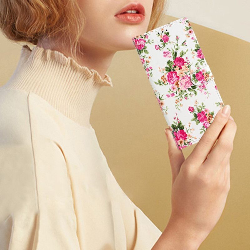 Flipové Pouzdro Na Moto G73 5G Na Lana Popruh Liberty Flowers