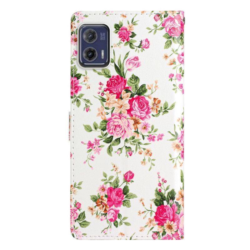 Flipové Pouzdro Na Moto G73 5G Na Lana Popruh Liberty Flowers