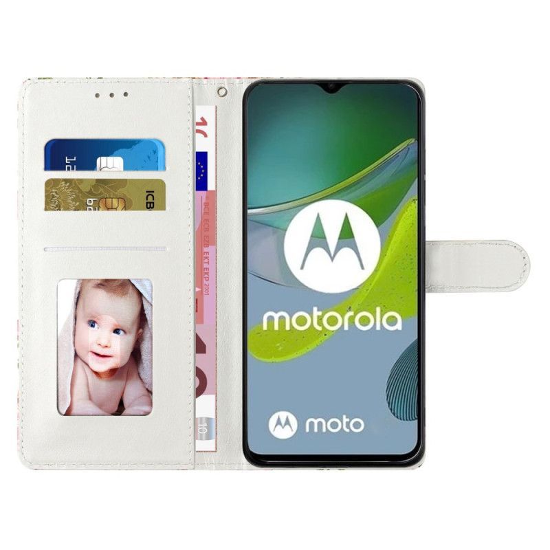 Flipové Pouzdro Na Moto G73 5G Na Lana Připoutaní Měsíční Vlci