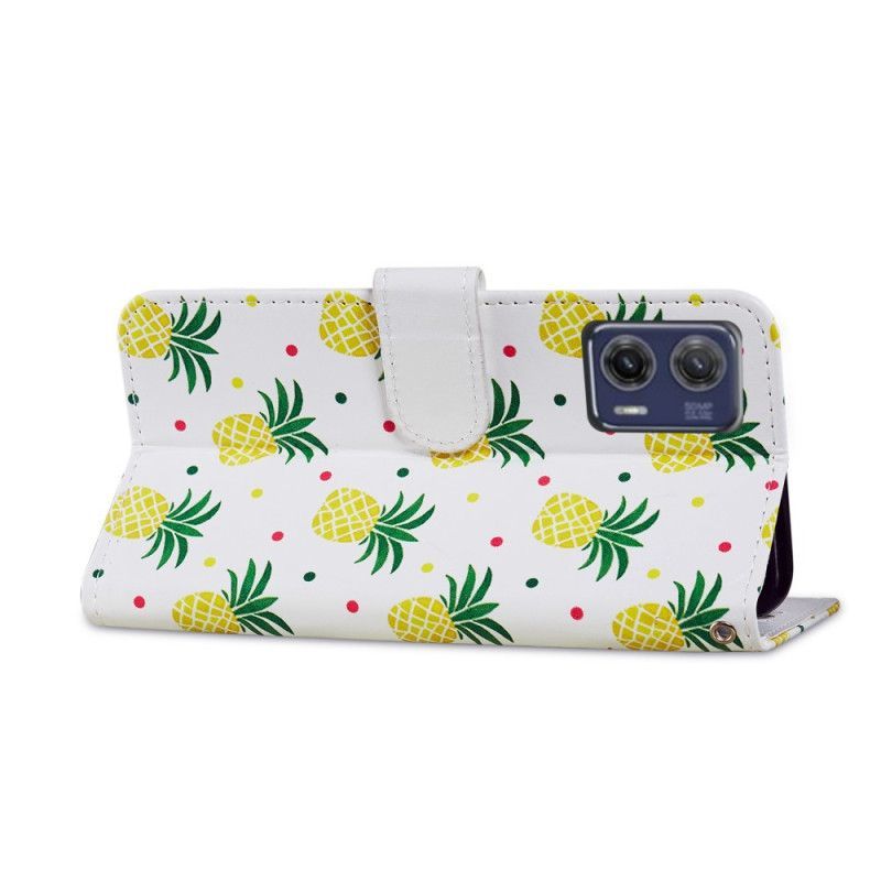 Flipové Pouzdro Na Moto G73 5G Na Lana Strappy Ananas