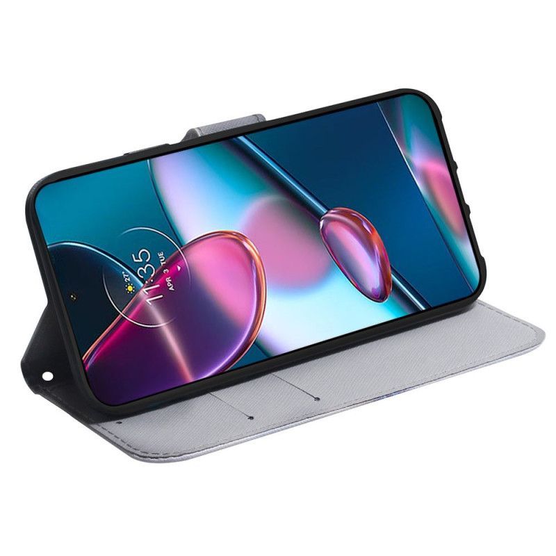 Flipové Pouzdro Na Moto G73 5G Na Lana Strappy Owls Malování