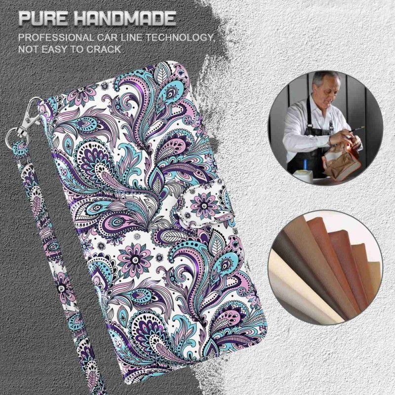 Flipové Pouzdro Na Moto G73 5G Na Lana Strappy Paisley Vzor