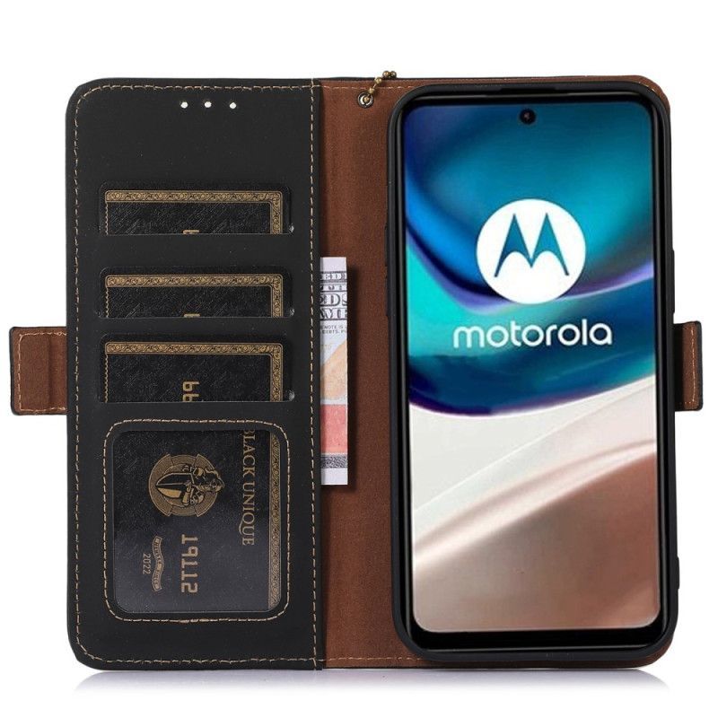 Flipové Pouzdro Na Moto G73 5G Rfid Z Pravé Kůže