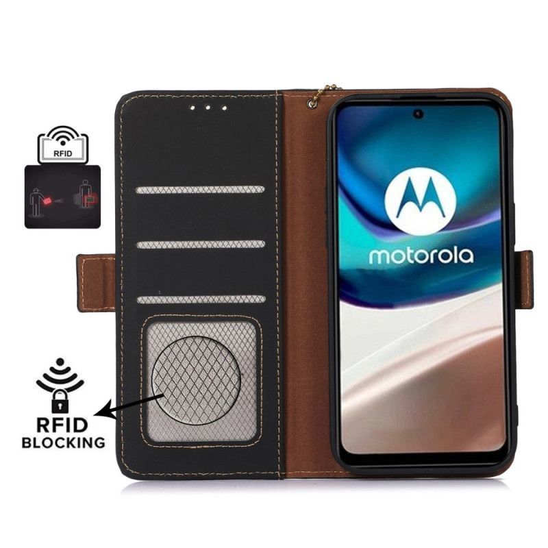 Flipové Pouzdro Na Moto G73 5G Rfid Z Pravé Kůže