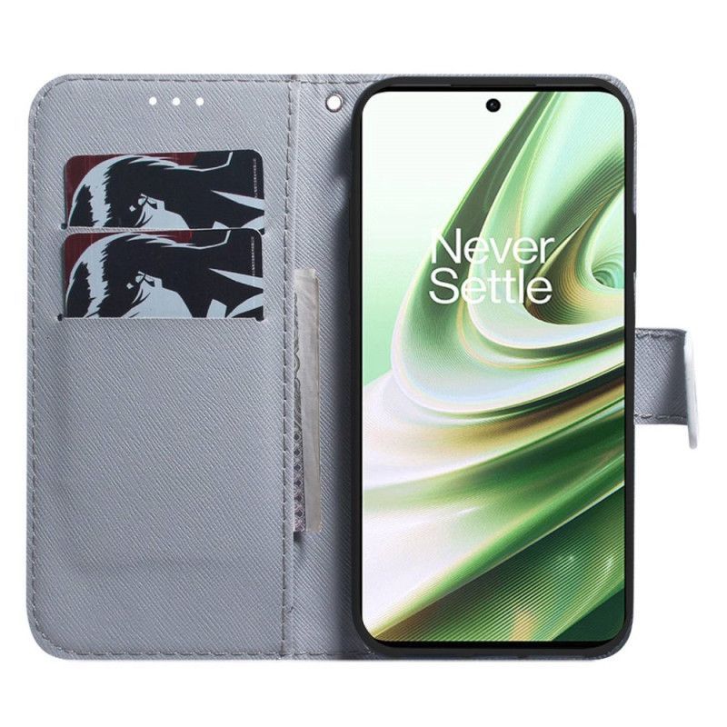 Flipové Pouzdro Na OnePlus Nord 2T 5G Na Lana Lanyard Noční Lev