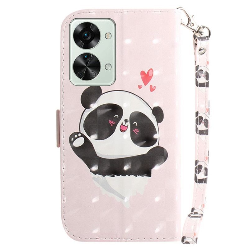 Flipové Pouzdro Na OnePlus Nord 2T 5G Na Lana Panda Love With Lanyard