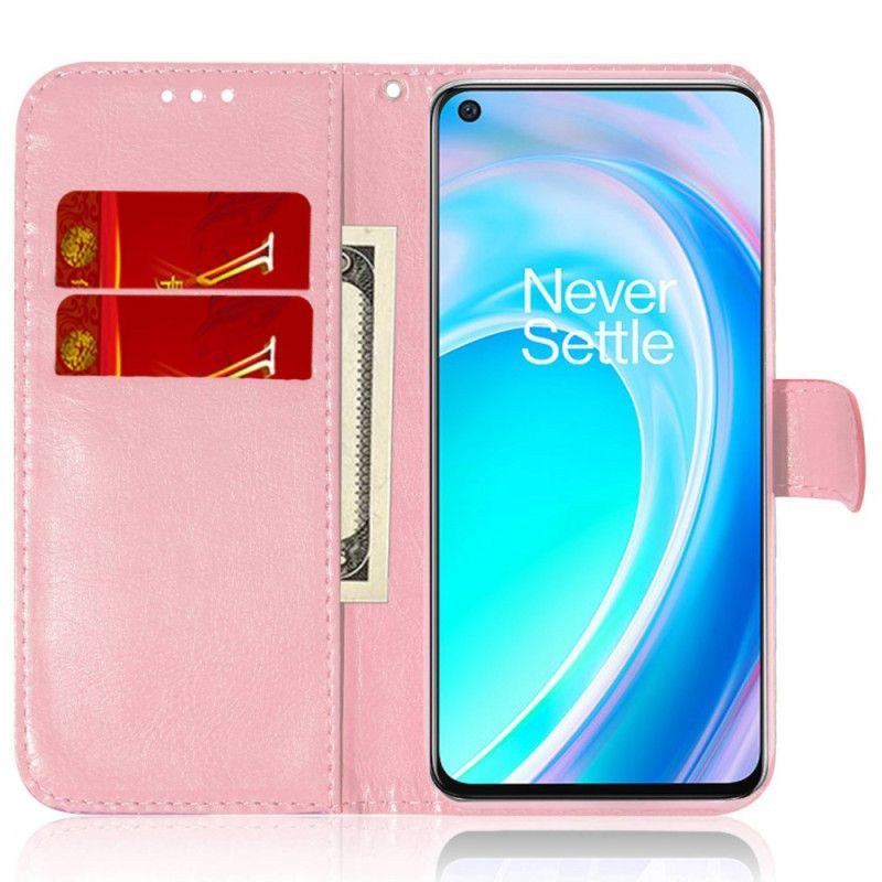 Flipové Pouzdro Na OnePlus Nord 2T 5G Na Lana Strappy Geometrické Květiny