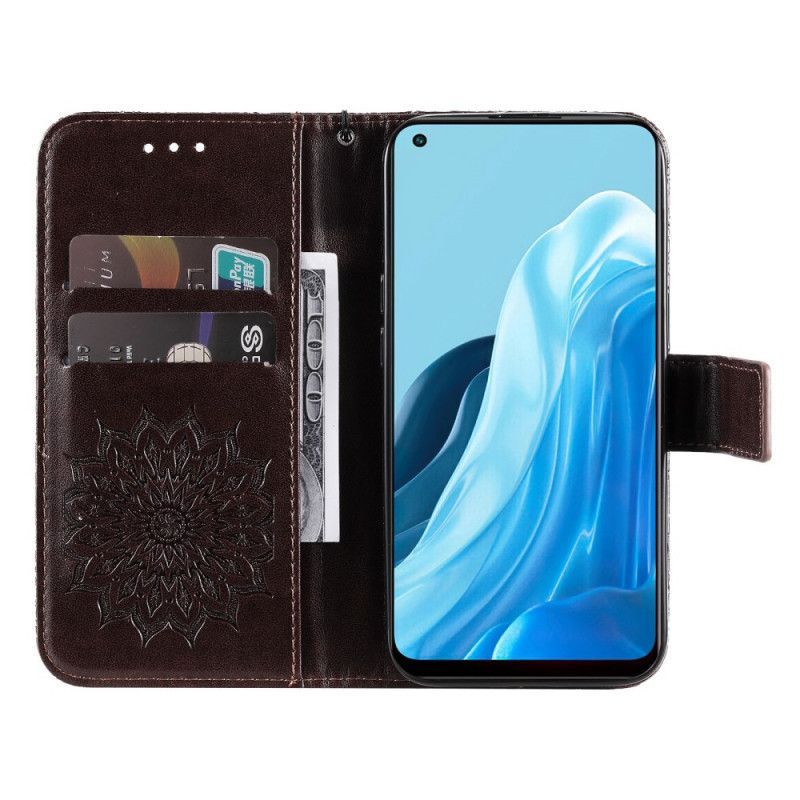 Flipové Pouzdro Na Oppo Find X5 Lite Na Lana Strappy Sun Mandala