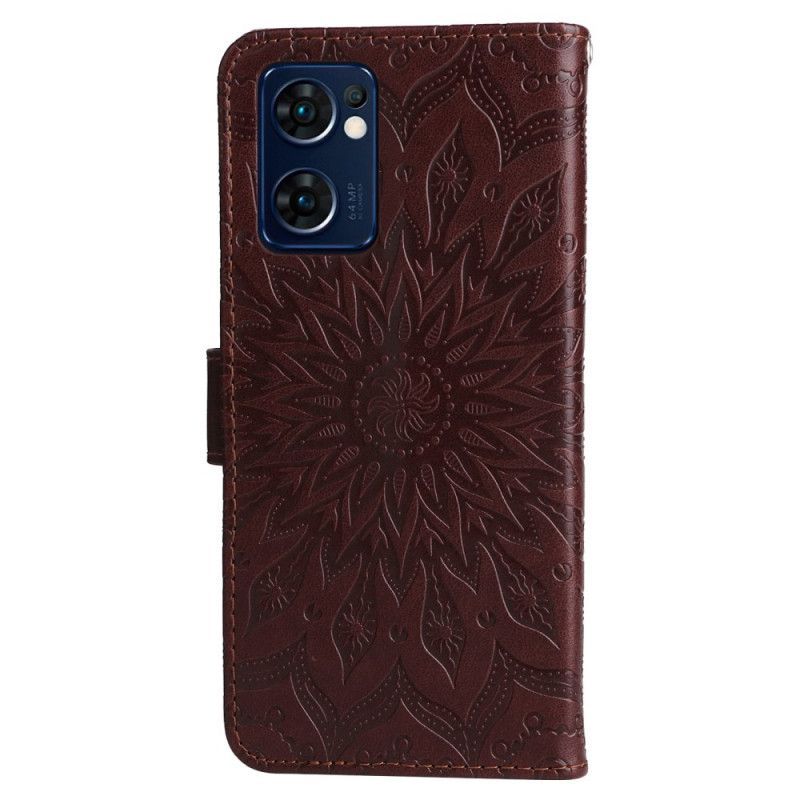 Flipové Pouzdro Na Oppo Find X5 Lite Na Lana Strappy Sun Mandala