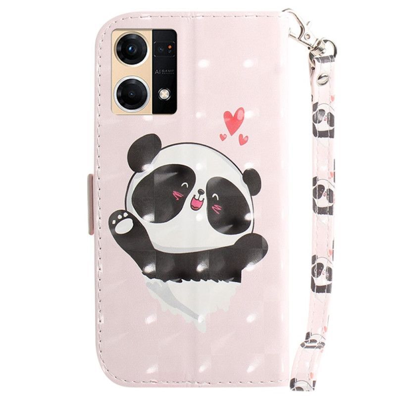 Flipové Pouzdro Na Oppo Reno 7 Na Lana Panda Love With Lanyard