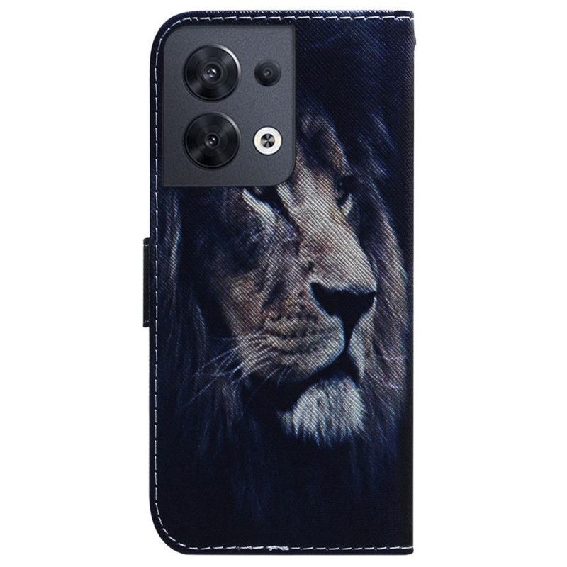 Flipové Pouzdro Na Oppo Reno 8 Na Lana Lanyard Lion