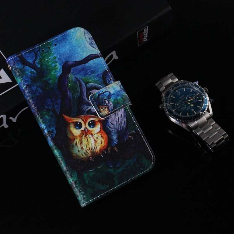 Flipové Pouzdro Na Oppo Reno 8 Na Lana Strappy Owls Malování