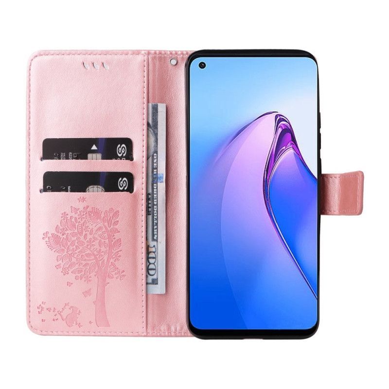 Flipové Pouzdro Na Oppo Reno 8 Na Lana Strom A Strappy Cat