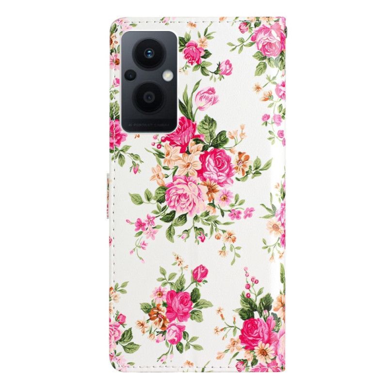 Flipové Pouzdro Na Oppo Reno 8 Lite Na Lana Popruh Liberty Flowers