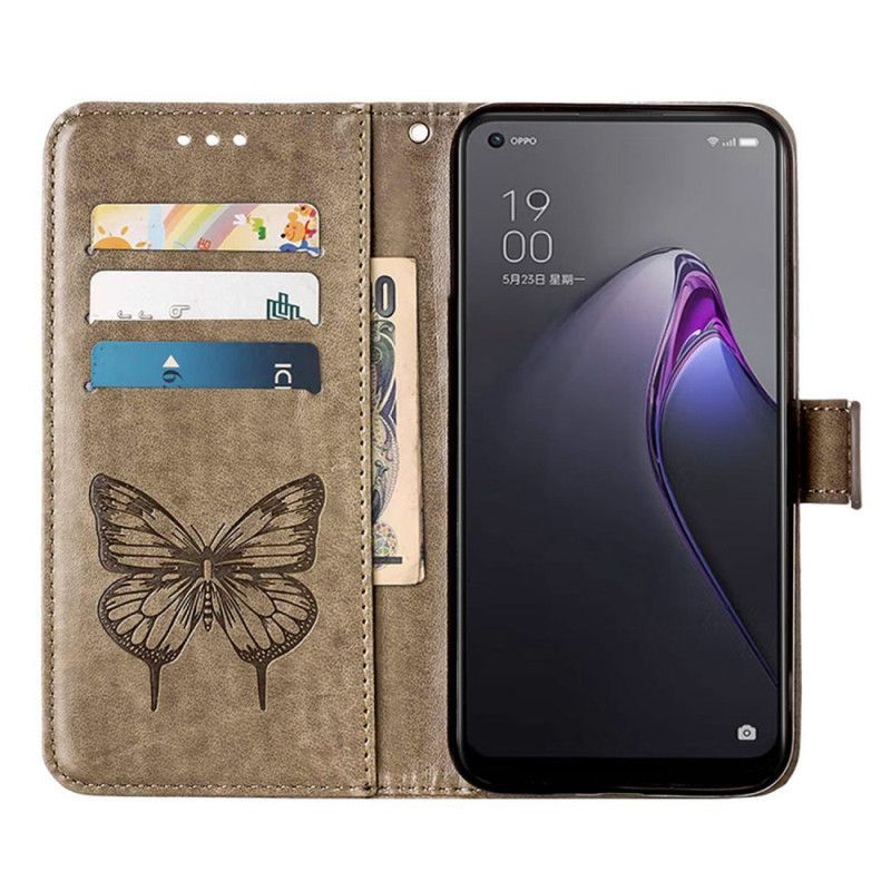 Flipové Pouzdro Na Oppo Reno 8 Pro Na Lana Barokní Strappy Butterfly