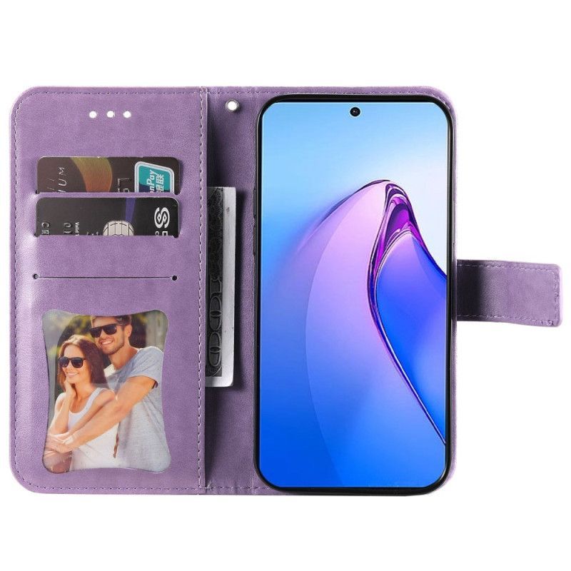 Flipové Pouzdro Na Oppo Reno 8 Pro Na Lana Strappy Květinové