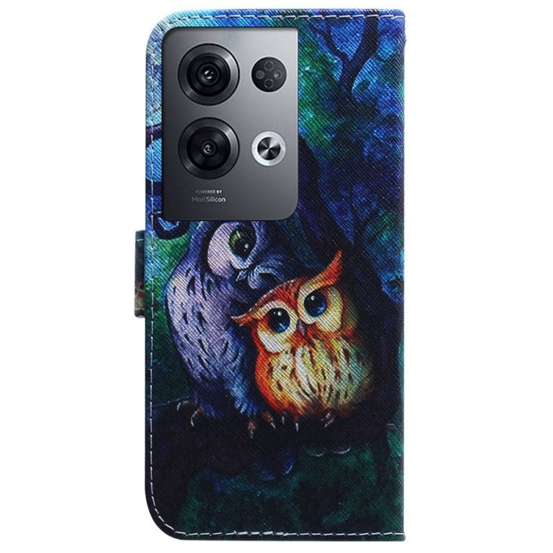 Flipové Pouzdro Na Oppo Reno 8 Pro Na Lana Strappy Owls Malování