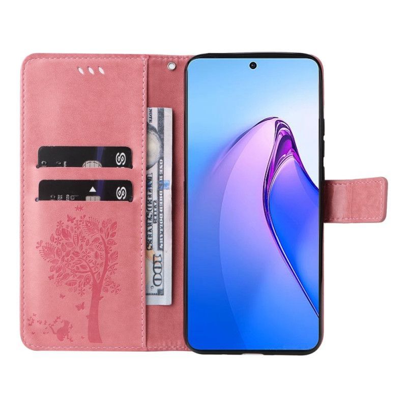 Flipové Pouzdro Na Oppo Reno 8 Pro Na Lana Strom A Strappy Cat